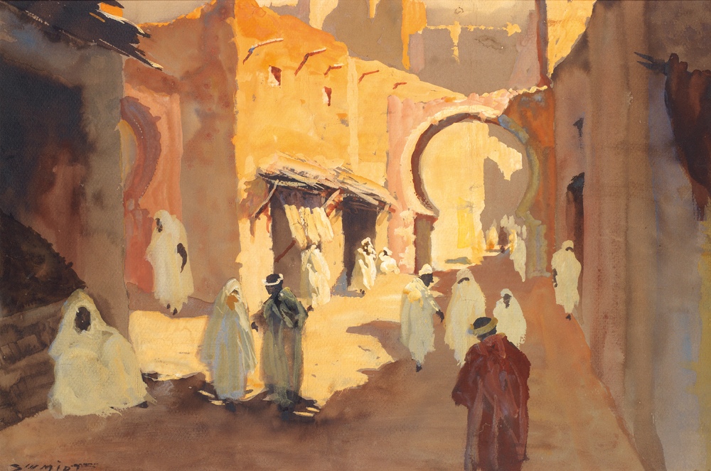 Rue animeé à Marrakech, de Albert H. Schmidt